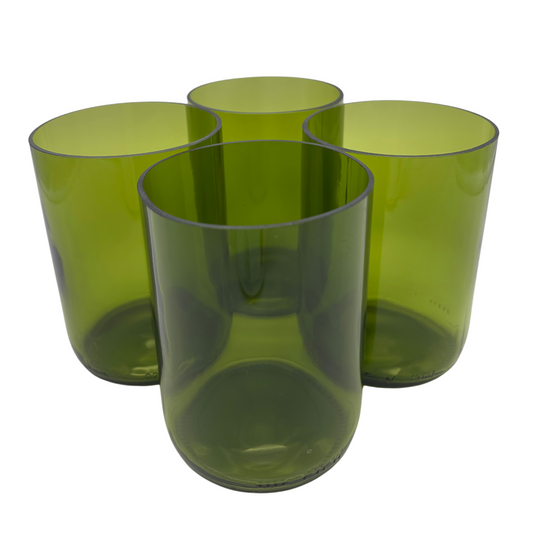 Trinkgläser handgefertigt grün 350ml recycelt Glas Geschirr Wasser Gastro Sets verfügbar